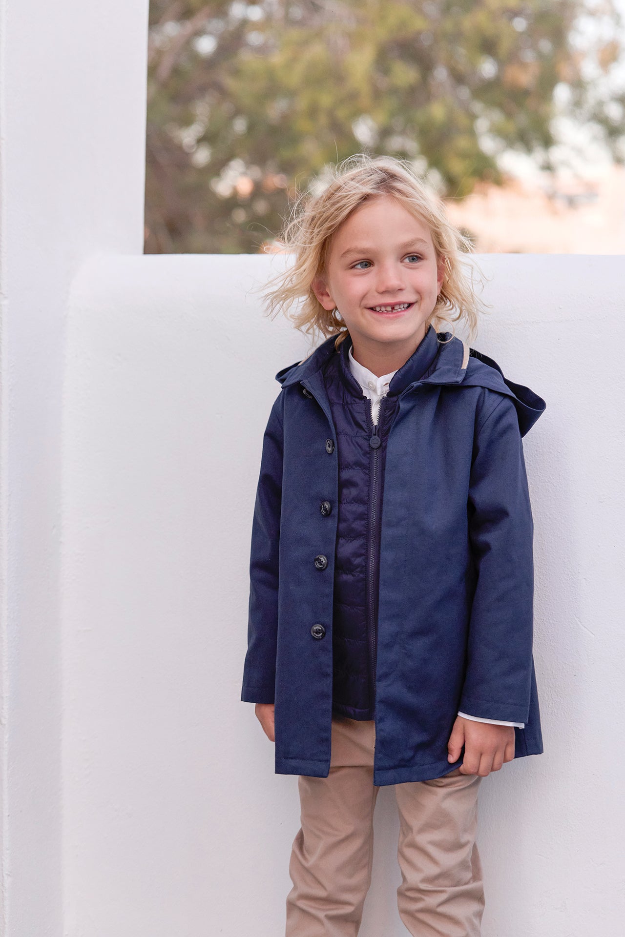 2-in-1-Trenchcoat - Marineblau Kaputze