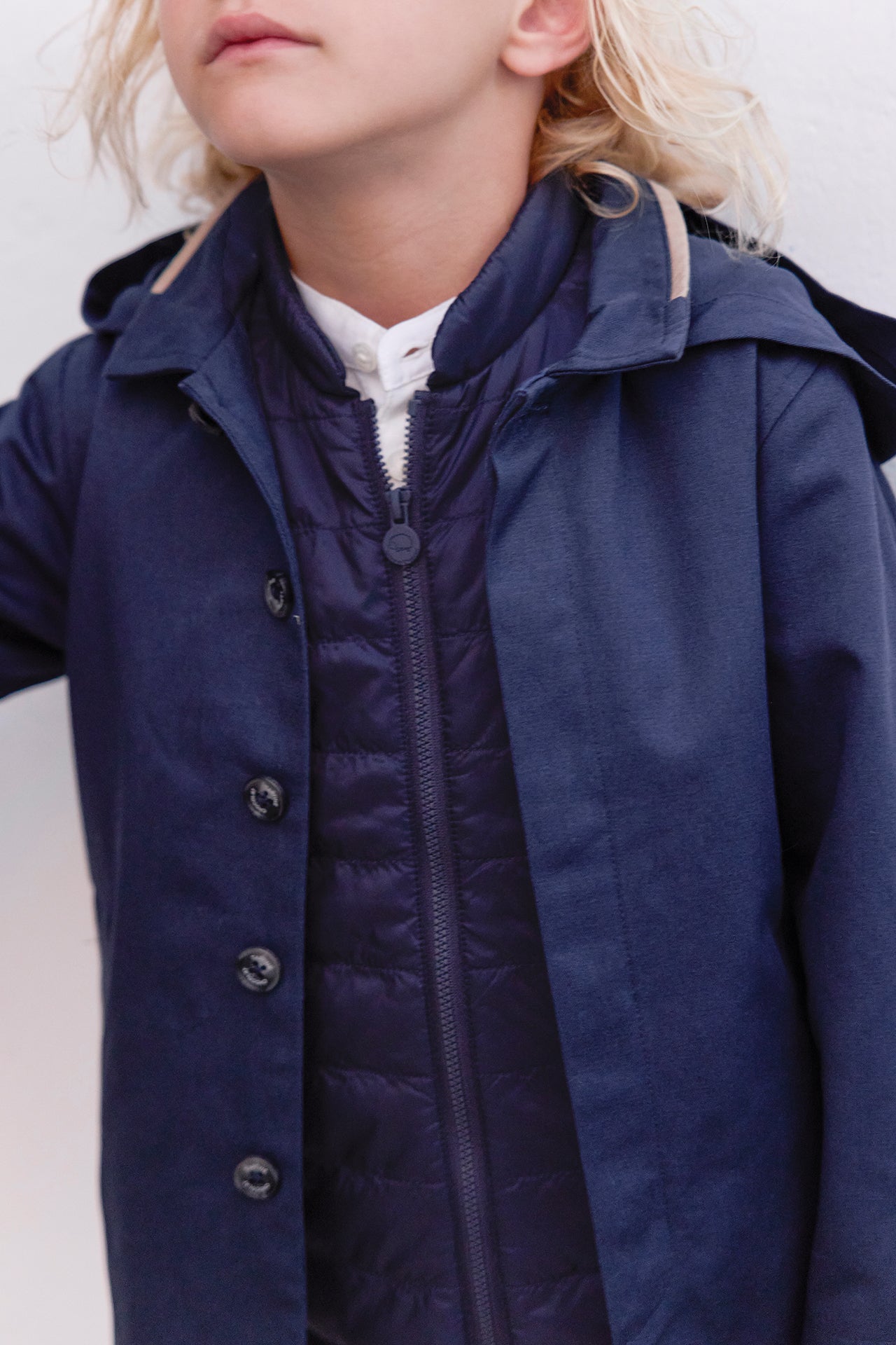 2-in-1-Trenchcoat - Marineblau Kaputze