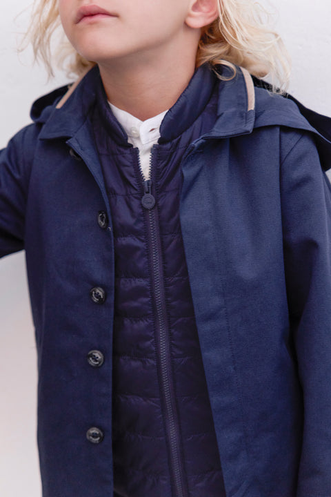 2-in-1-Trenchcoat - Marineblau Kaputze - Image principale