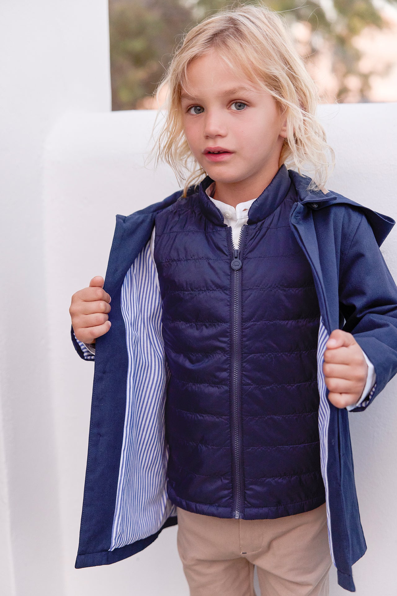 2-in-1-Trenchcoat - Marineblau Kaputze