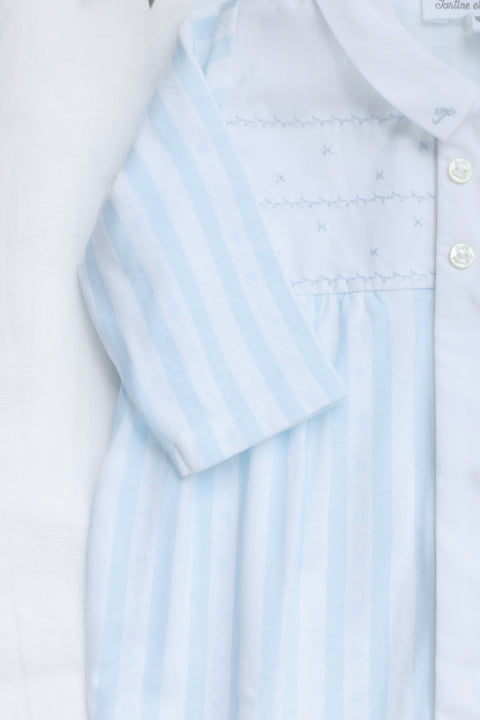 Pijama - Azul cielo algodon Rayas - Image principale