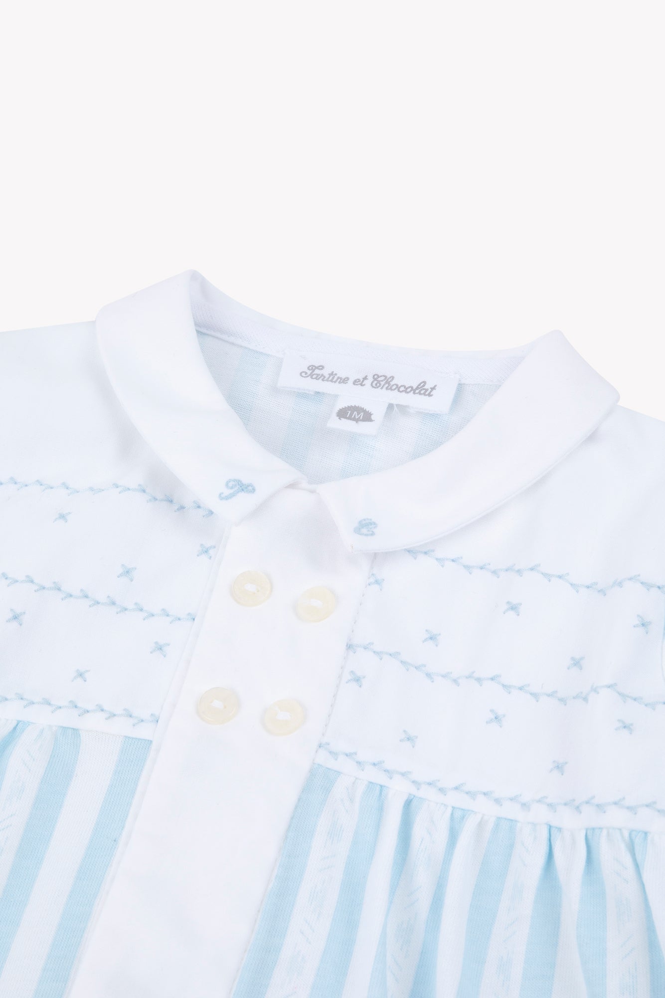 Pyjamas - Hellblau Baumwolle Streifens