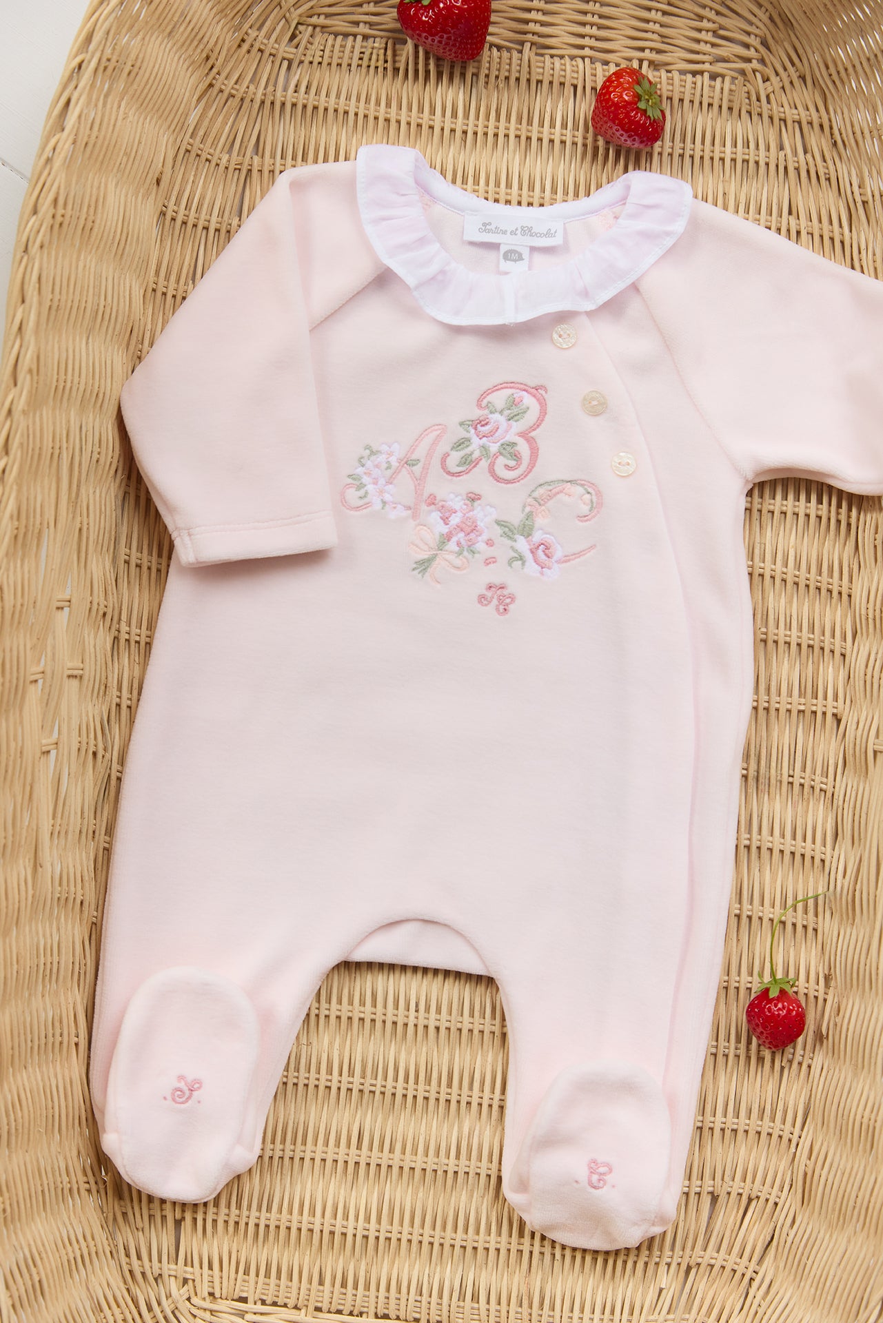 Pyjamas - Blassrosa Samt blumiges Alphabetbuch