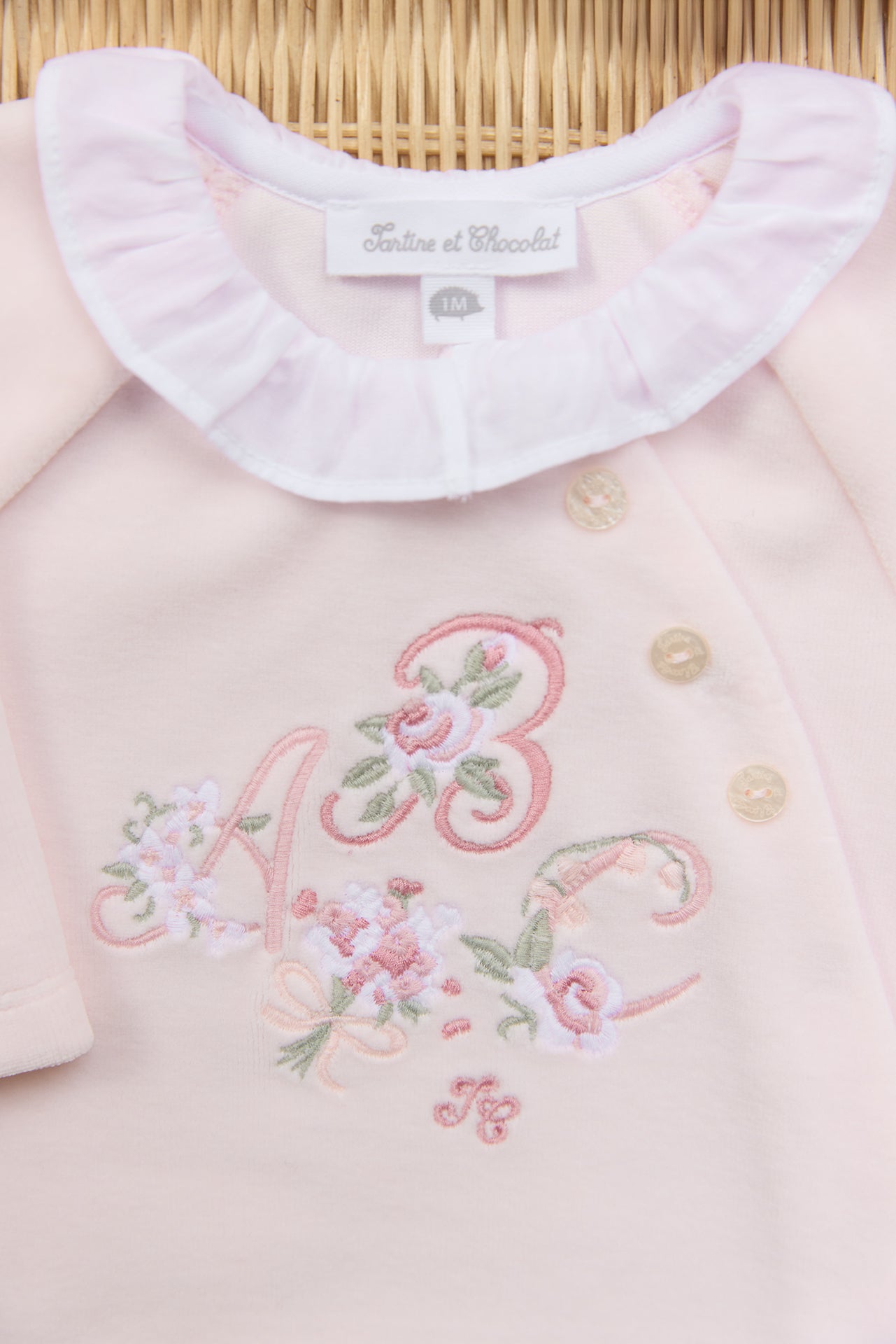 Pyjamas - Blassrosa Samt blumiges Alphabetbuch