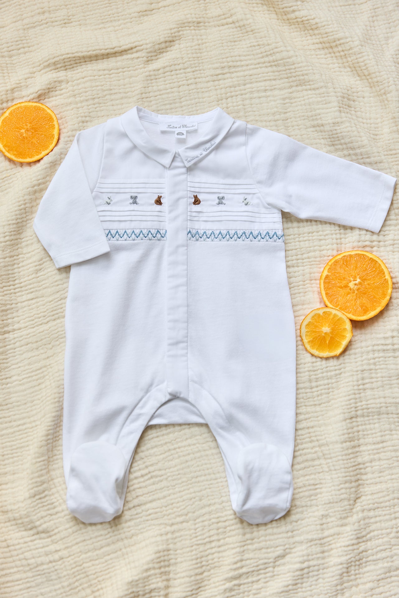 Pyjamas - Weiss Tiermuster aus Baumwolle