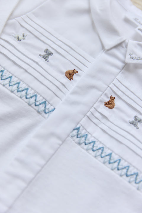 Pyjamas - Weiss Tiermuster aus Baumwolle - Image principale