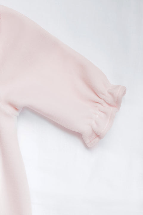 Pyjama - Rose pâle velours col claudine - Image principale