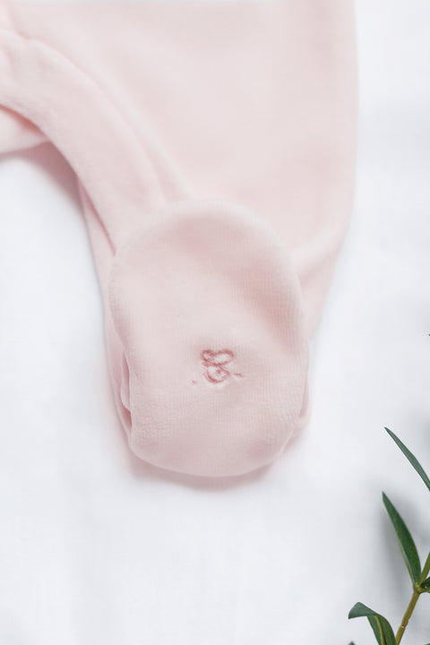 Pyjama - Rose pâle velours col claudine - Image principale