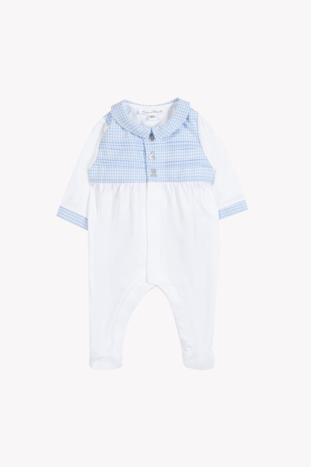 Pyjamas - Weiss Baumwollmuster Zweifarbiges Gingham - Image principale