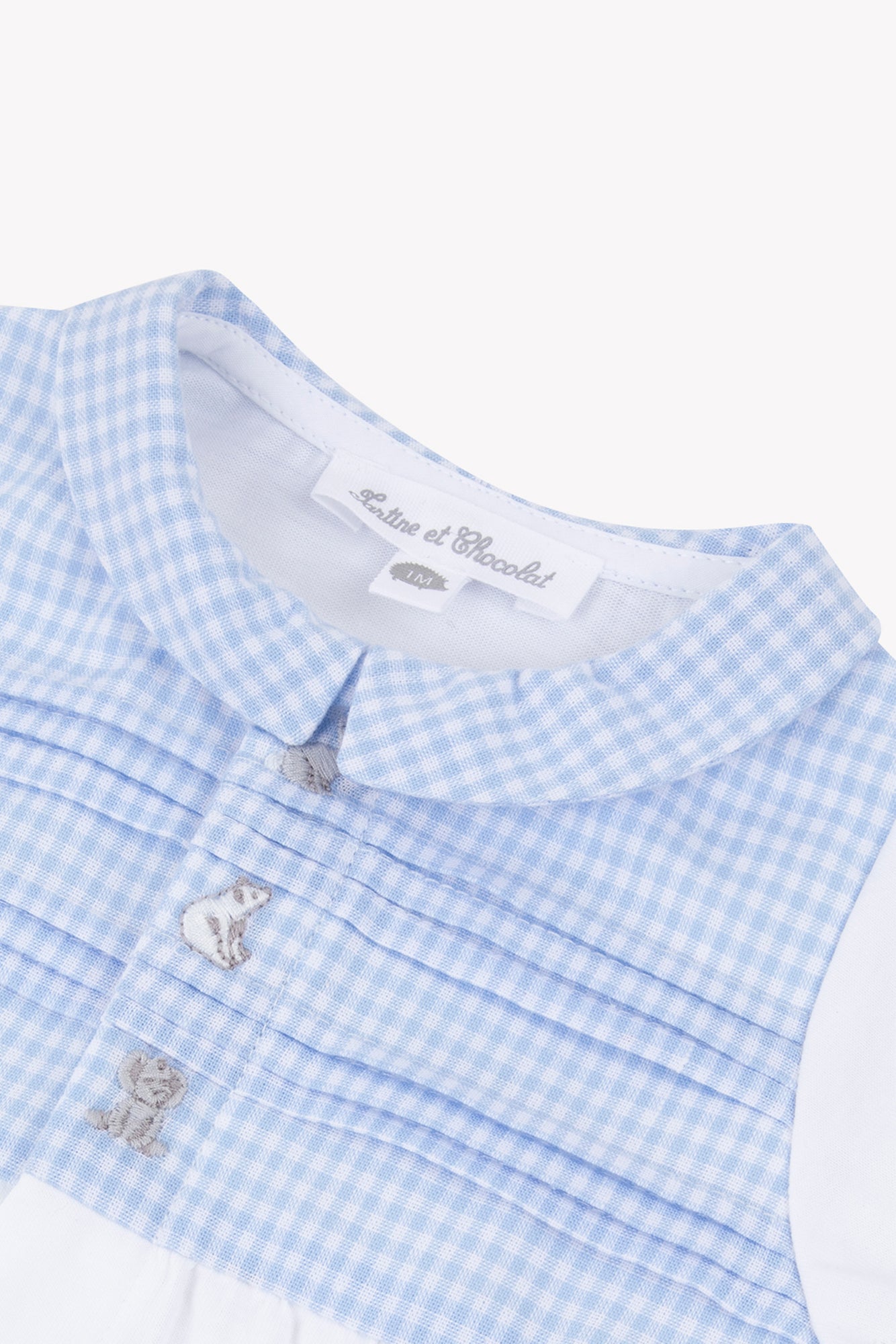 Pyjamas - Weiss Baumwollmuster Zweifarbiges Gingham