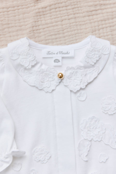 Pijama - Blanco relieve floral - Image principale