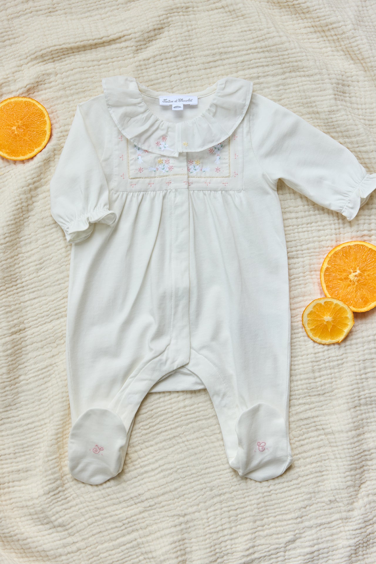 Pyjamas - Ecru Rüschenkragen