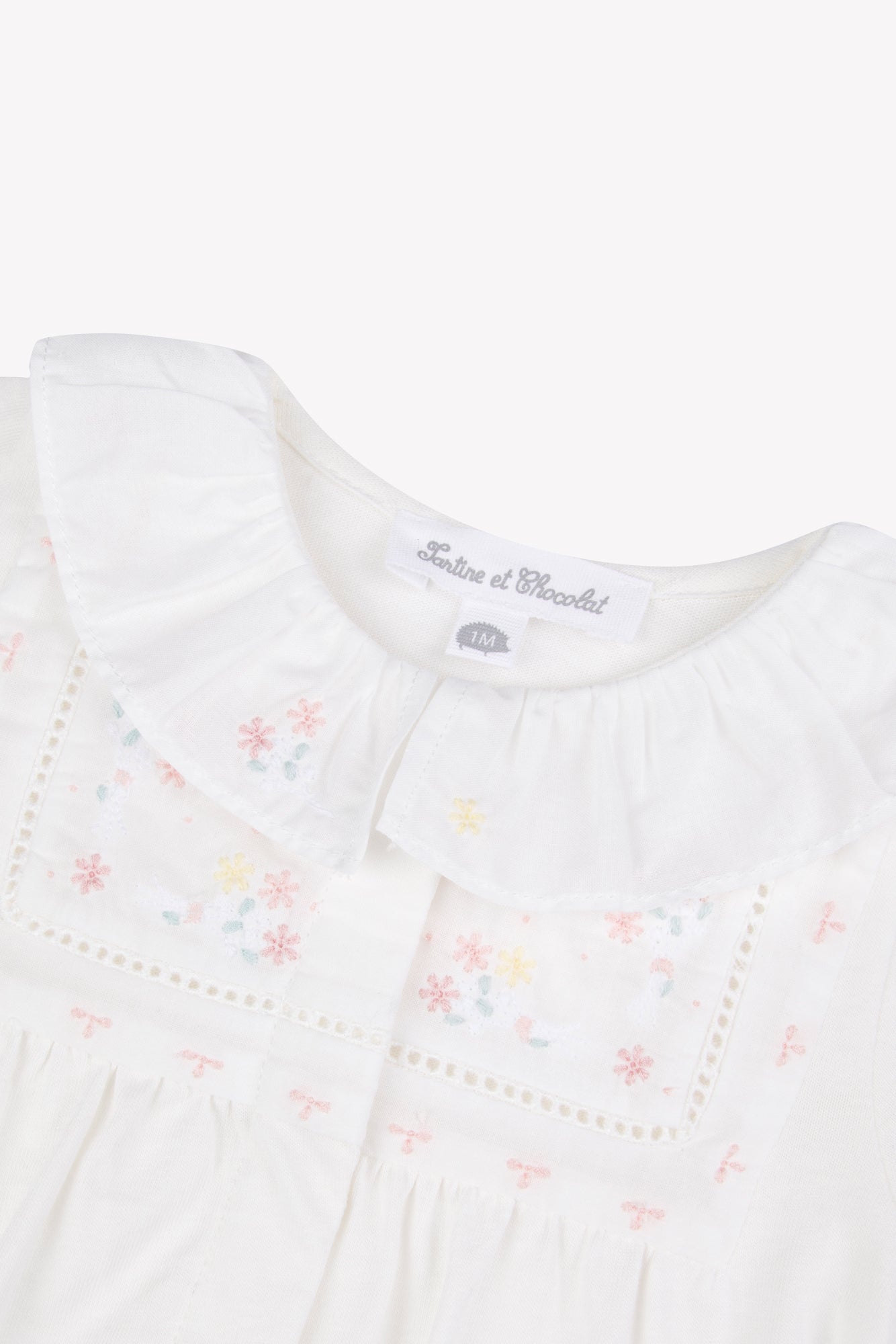 Pajamas - Ecru Collar ruffled cotton