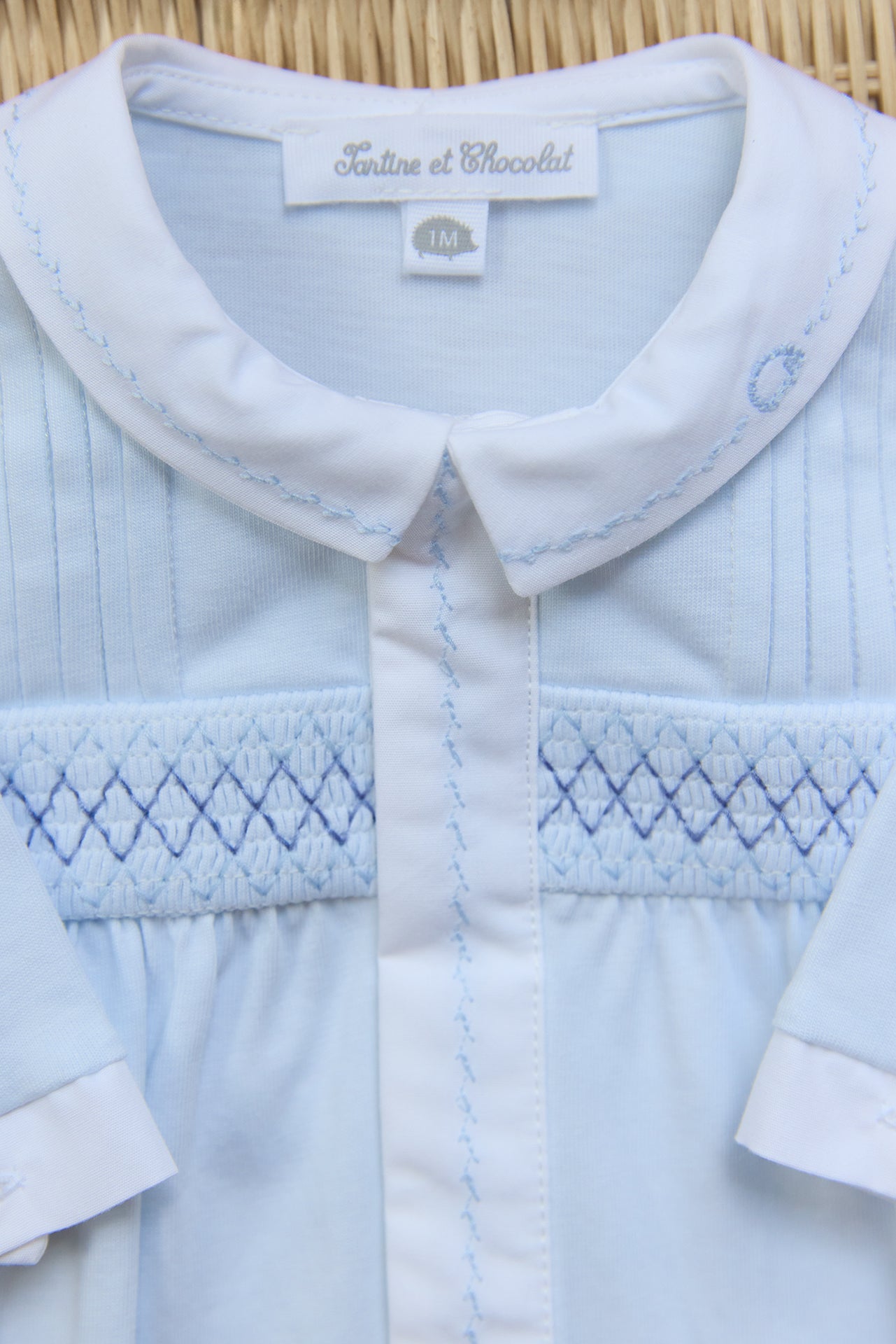 Pyjamas - Hellblau Baumwolle Stickerei