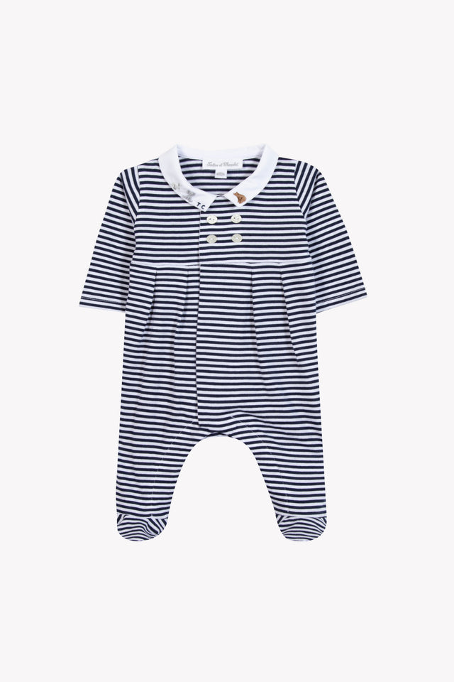 Schlafanzug- Marineblau Baumwolle Streifens - Image principale