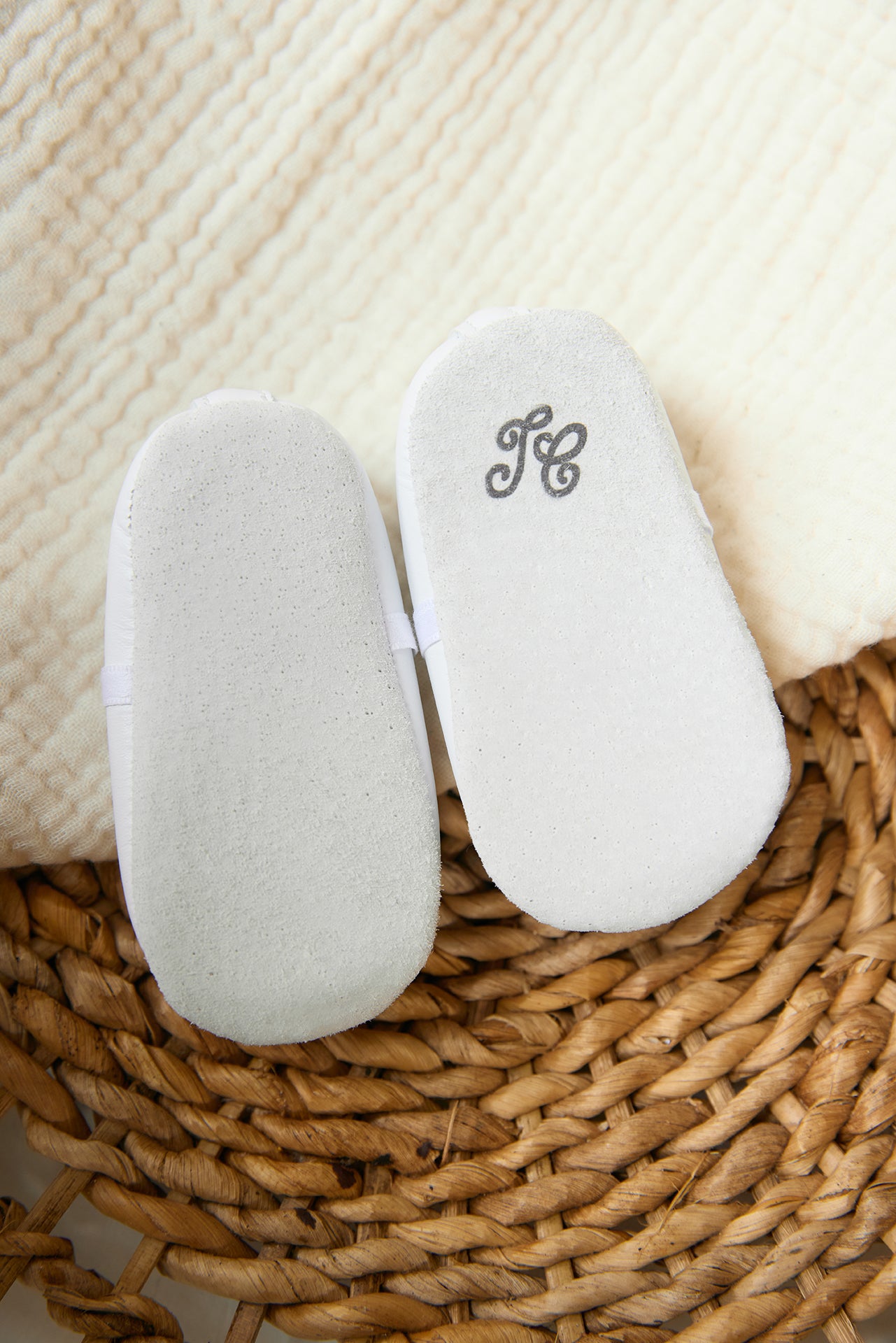 Chaussons Ballerines - Blanc cuir ruban