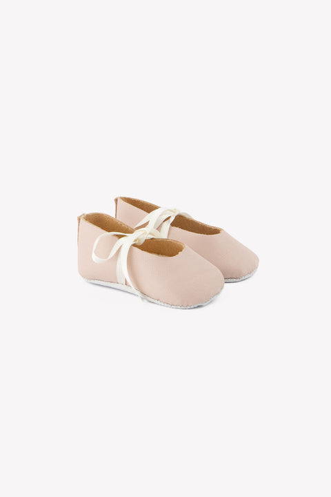 Chaussons Ballerines - Rose pâle cuir ruban - Image principale