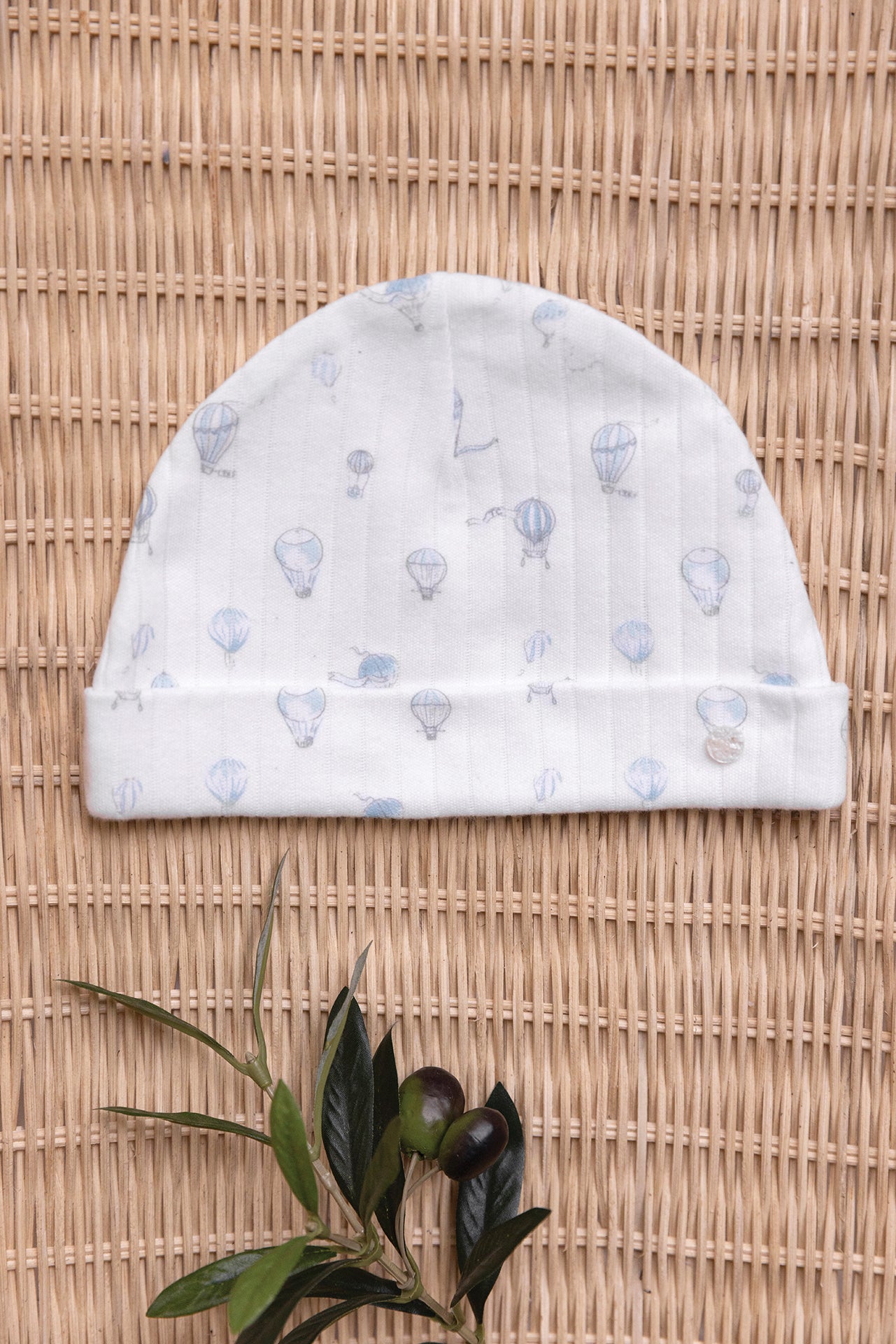 Gorro - Marfil algodon Estampado globos aerostáticos
