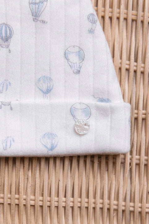 Beanie - Ecru cotton Print hot air balloon - Image principale