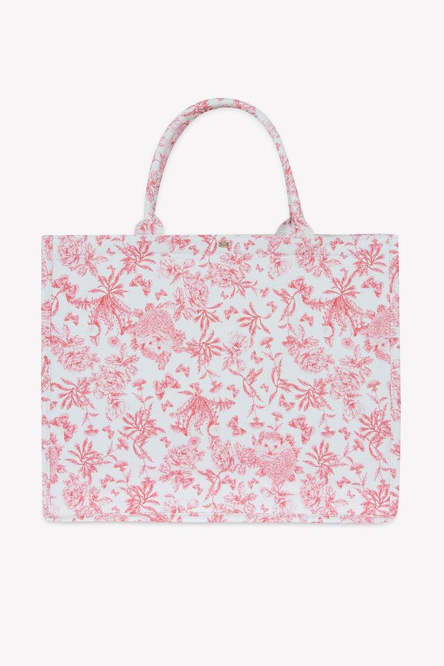 Große Einkaufstasche - Rosa DruckInspiration Toile de Jouy - Image principale