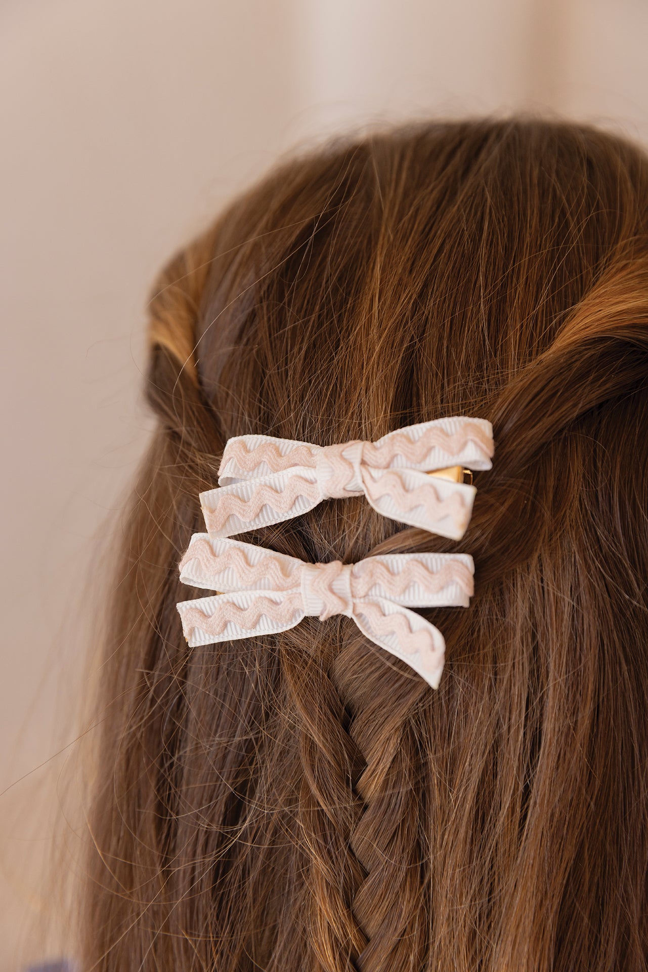 Barrettes - Rose pâle nœud