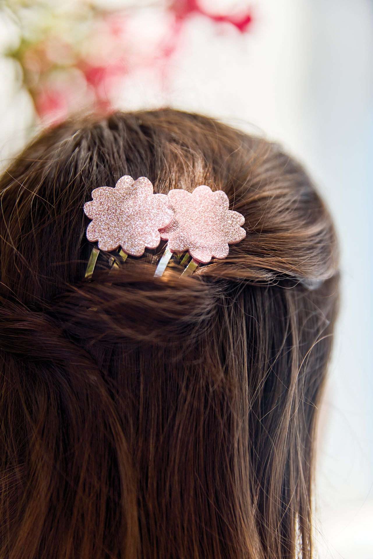 Barrettes - Rose paillettes