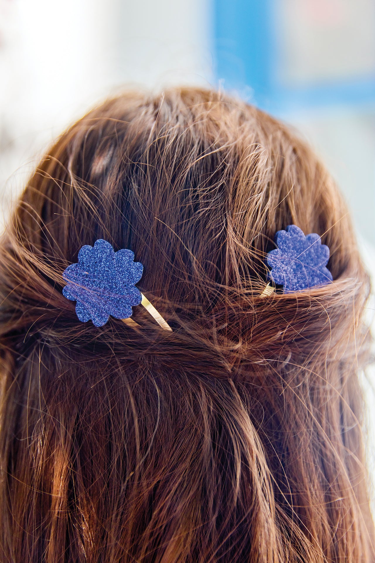 Barrettes - Bleu électrique paillettes