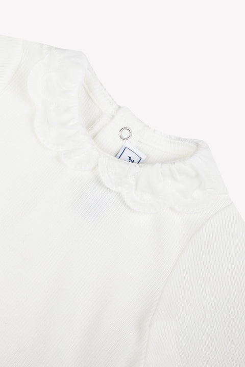 Sous-pull - Ecru coton  col volanté - Image principale