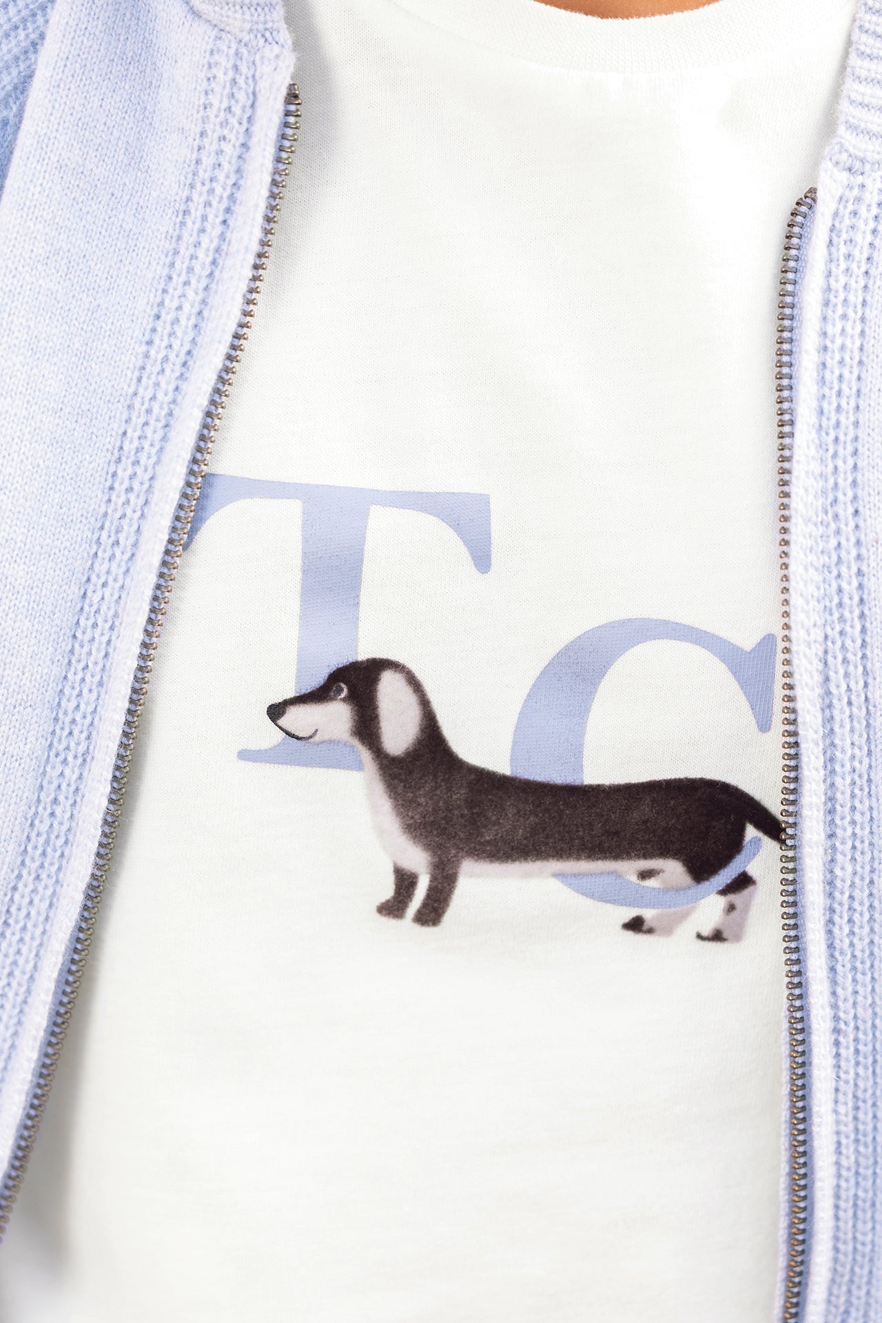 T-shirt - Ecru coton imprimé chien