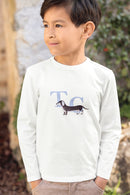 T-shirt - Ecru coton imprimé chien