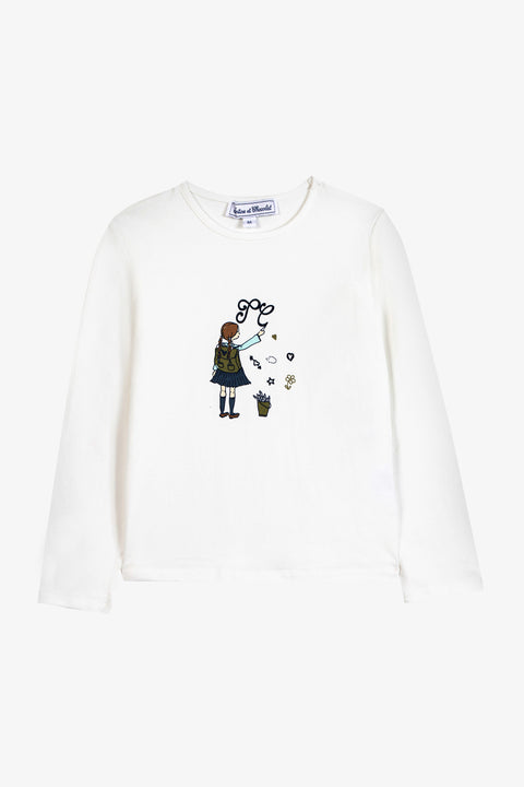 T-shirt - Navy katoen ronde kraag - Image principale
