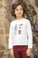 T-shirt - Burgundy cotton Print knight