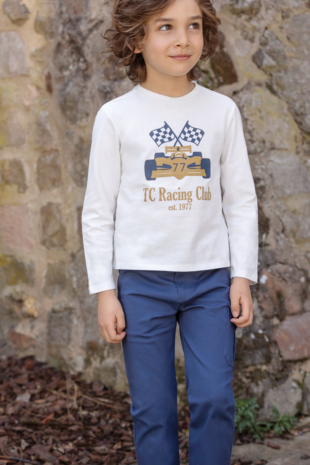 T-shirt - Cotton mustard Print racing club