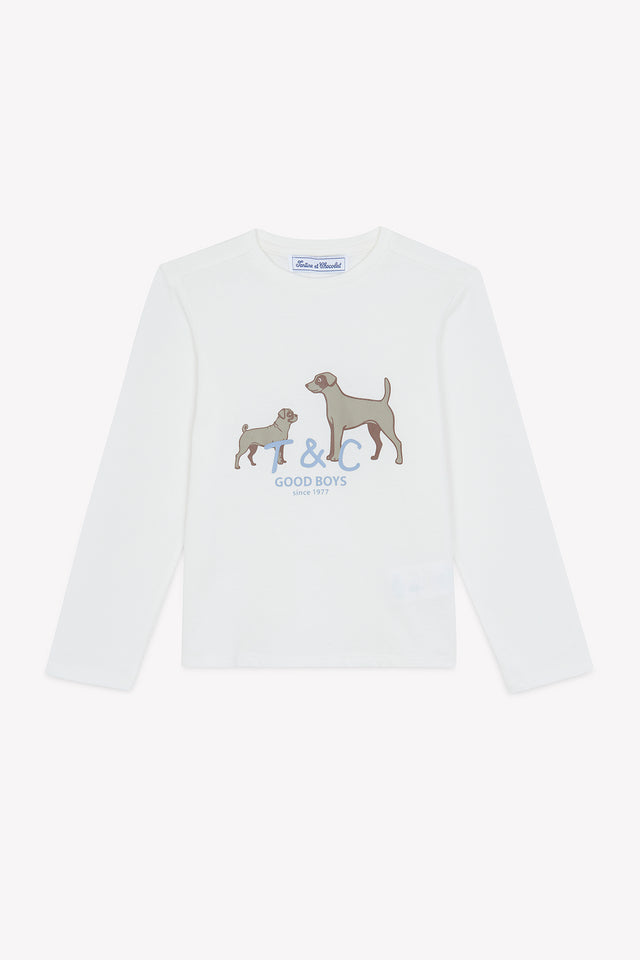 T-shirt - Ecru cotton Print dogs - Image principale