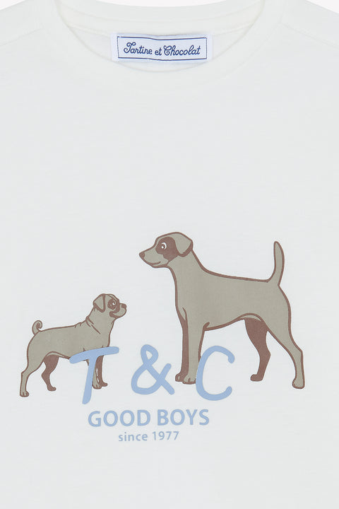T-shirt - Ecru cotton Print dogs - Image principale