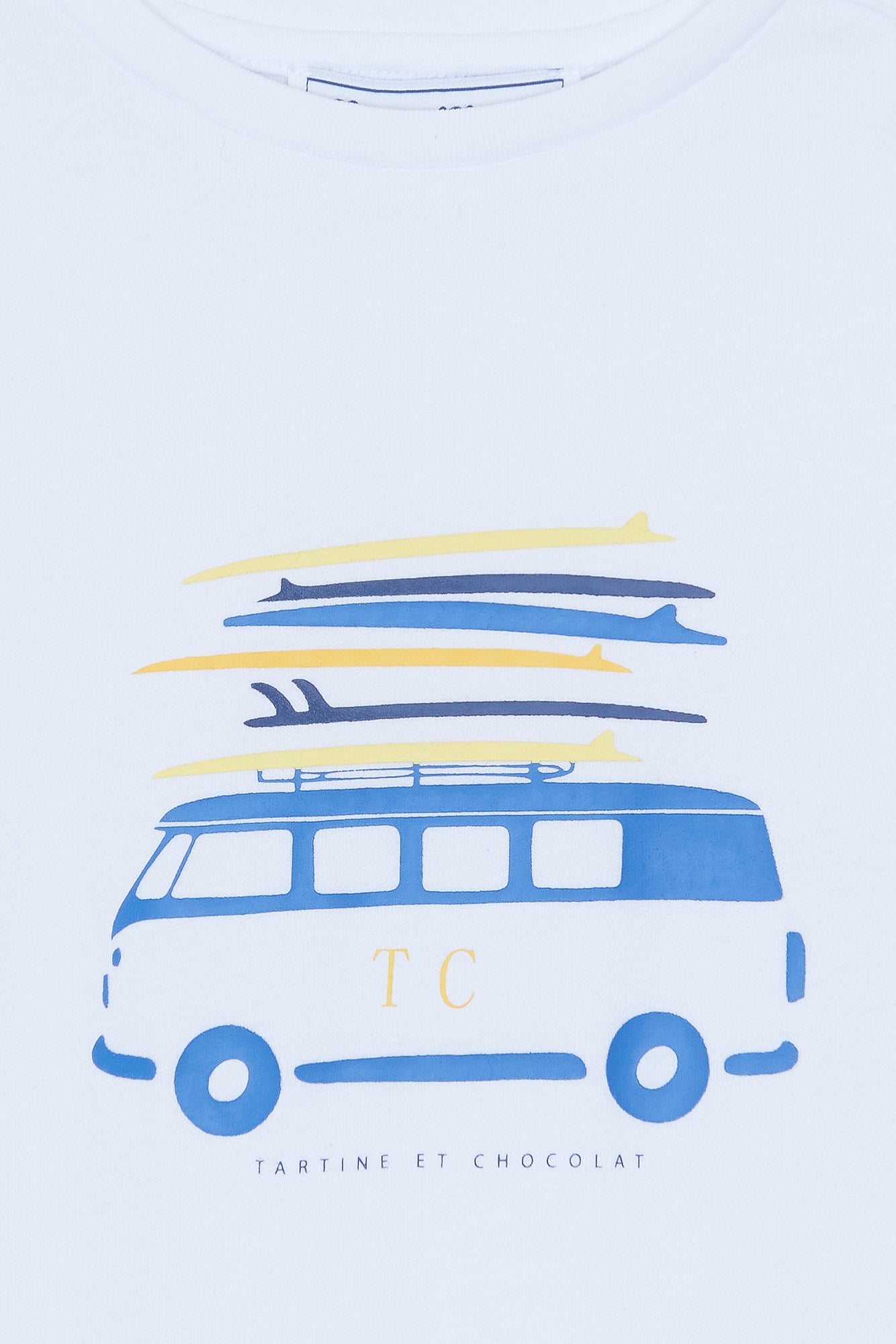 T-shirt - Blanc coton imprimé surf