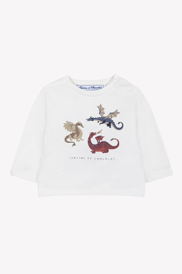 T-shirt - Burgundy cotton Print dinosaurs - Image principale