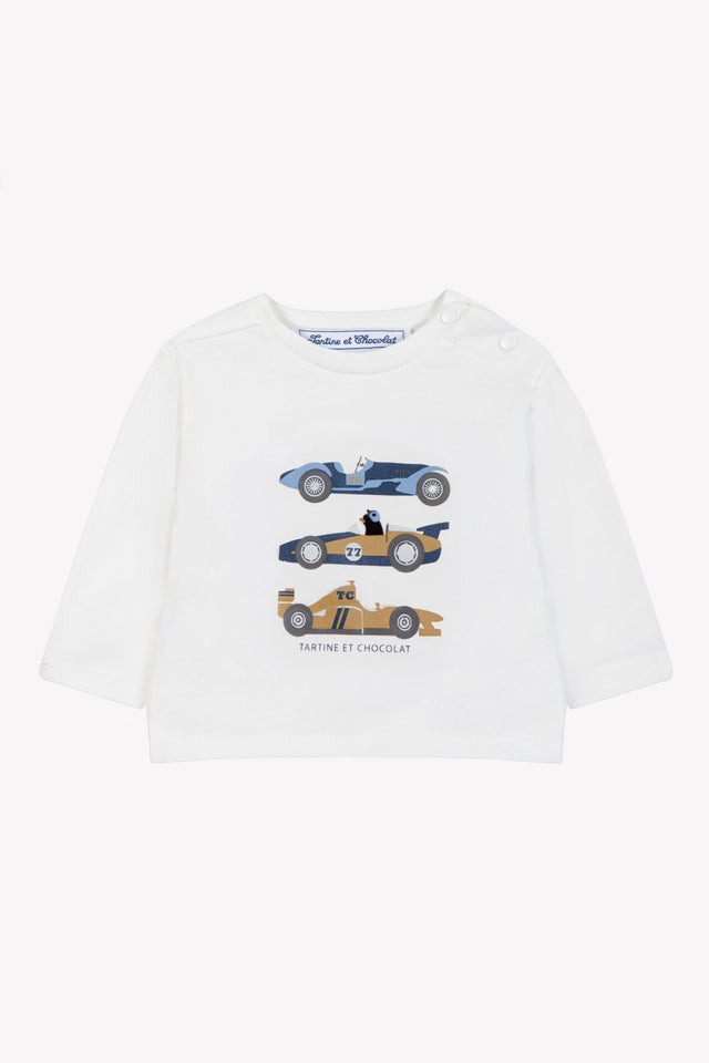 Camiseta - mostaza de algodón Estampado carros - Image principale