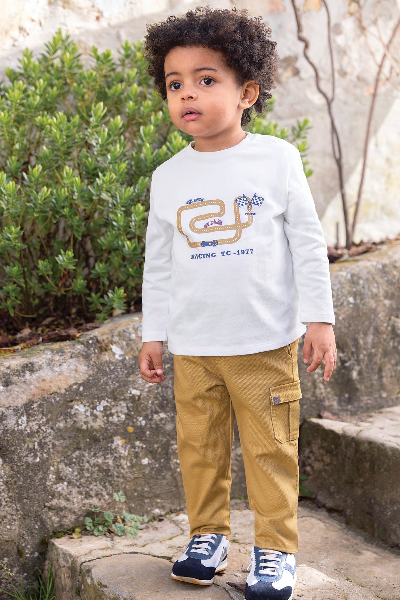 T-shirt - Moutarde coton imprimé racing