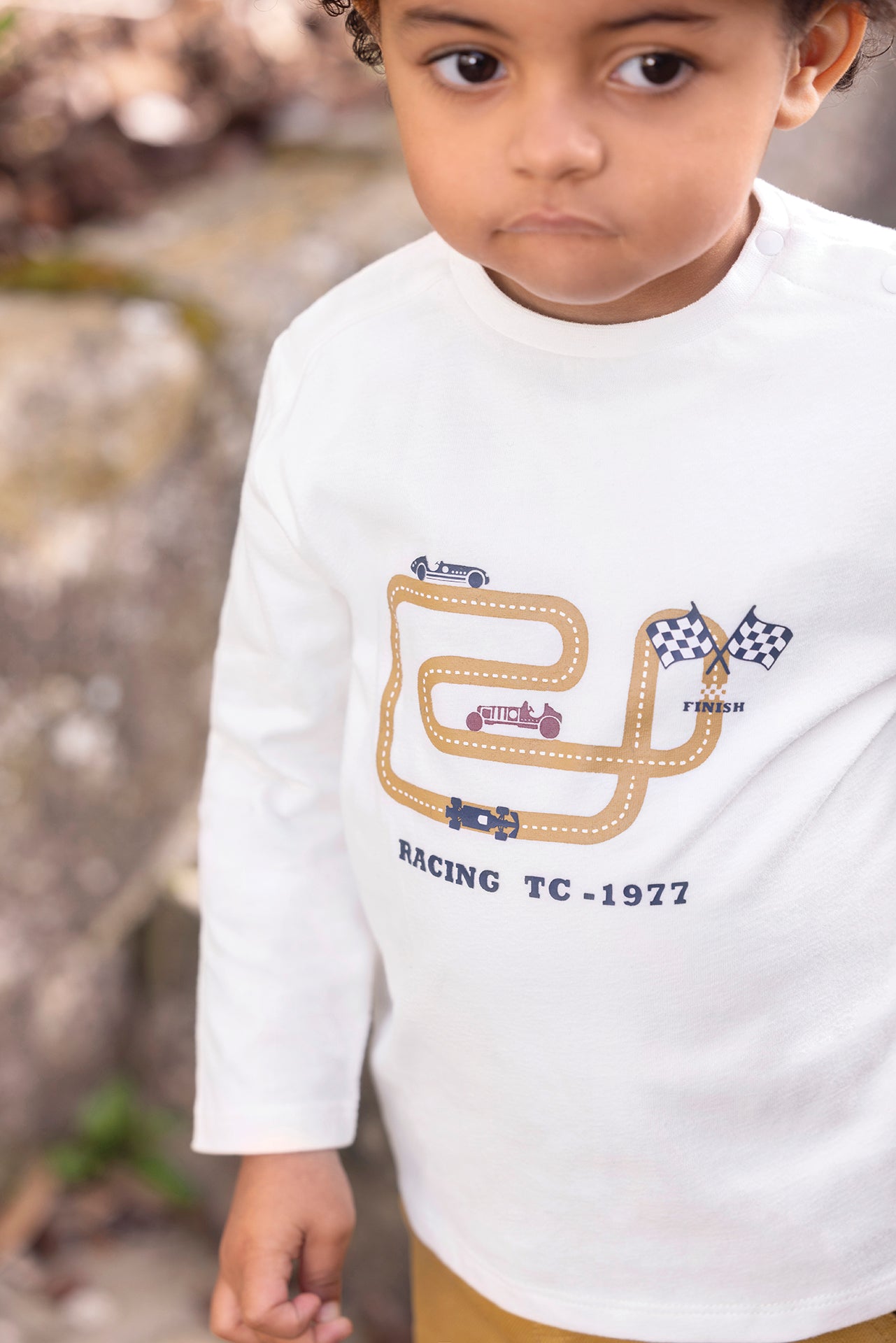 T-shirt - Moutarde coton imprimé racing
