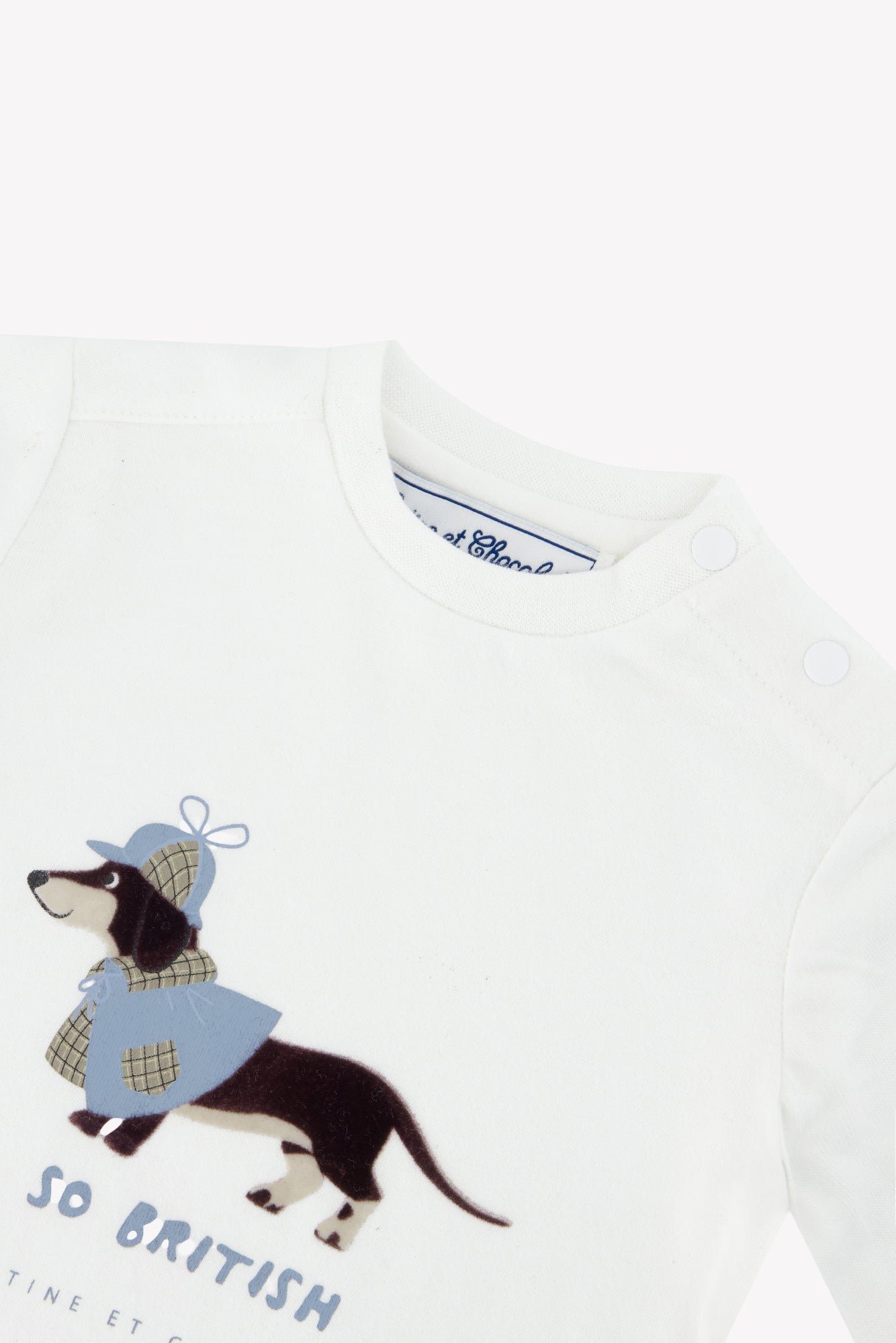 T-shirt - Ecru coton imprimé teckel so british