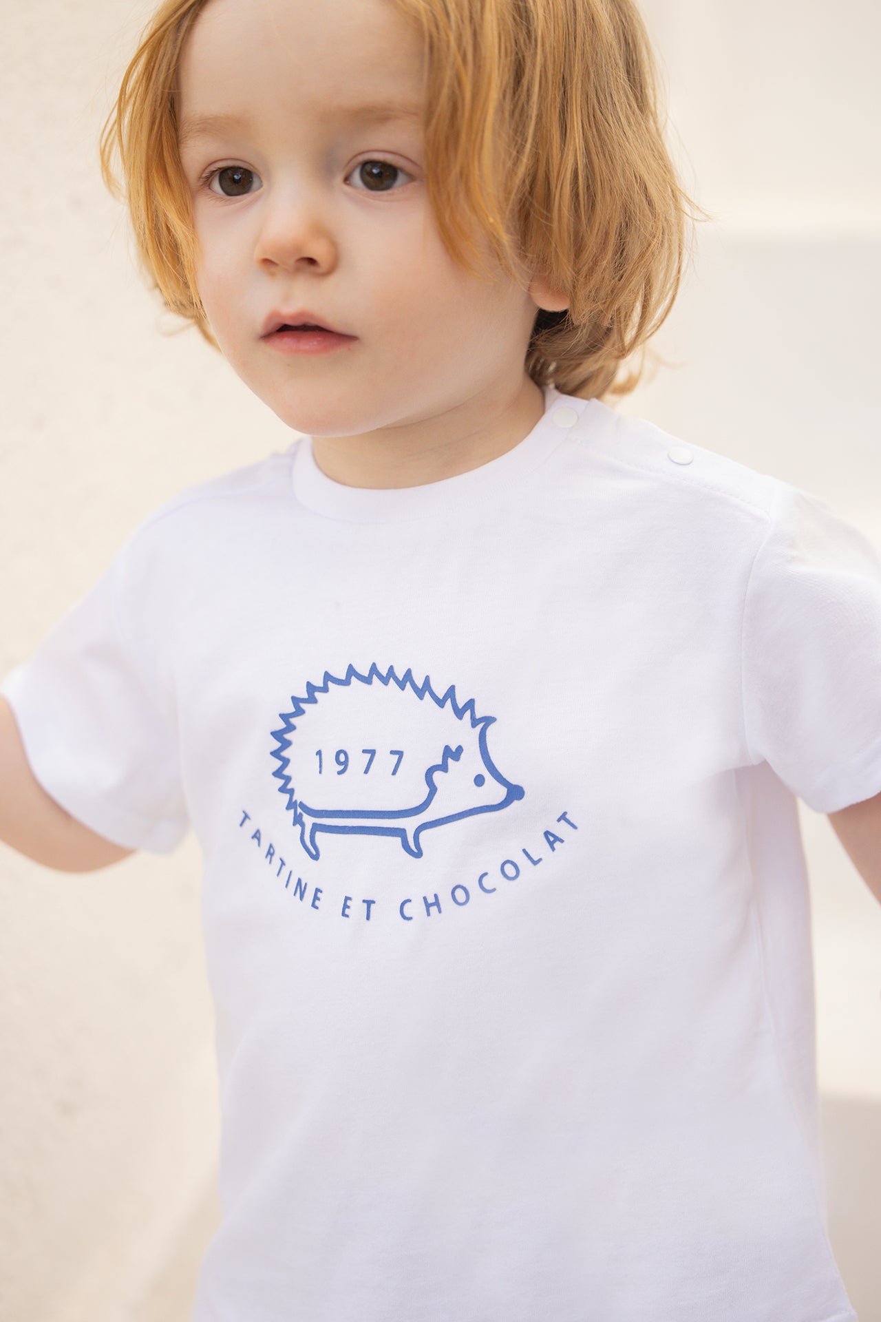 T-shirt - Blanc coton imprimé Léon Le Hérisson