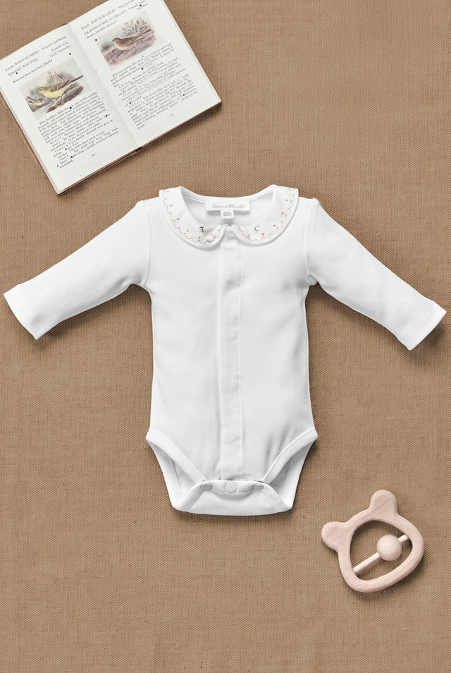 Body - Beige Baumwolle Kragen Gestickt - Image principale