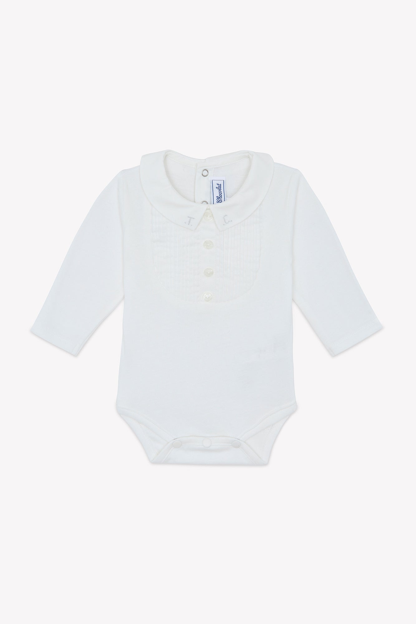 Body - Ecru cotton Pointed collar Pleats religious