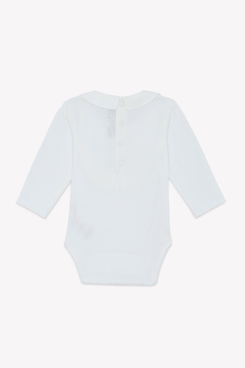 Body - Ecru cotton Pointed collar Pleats religious - Image principale
