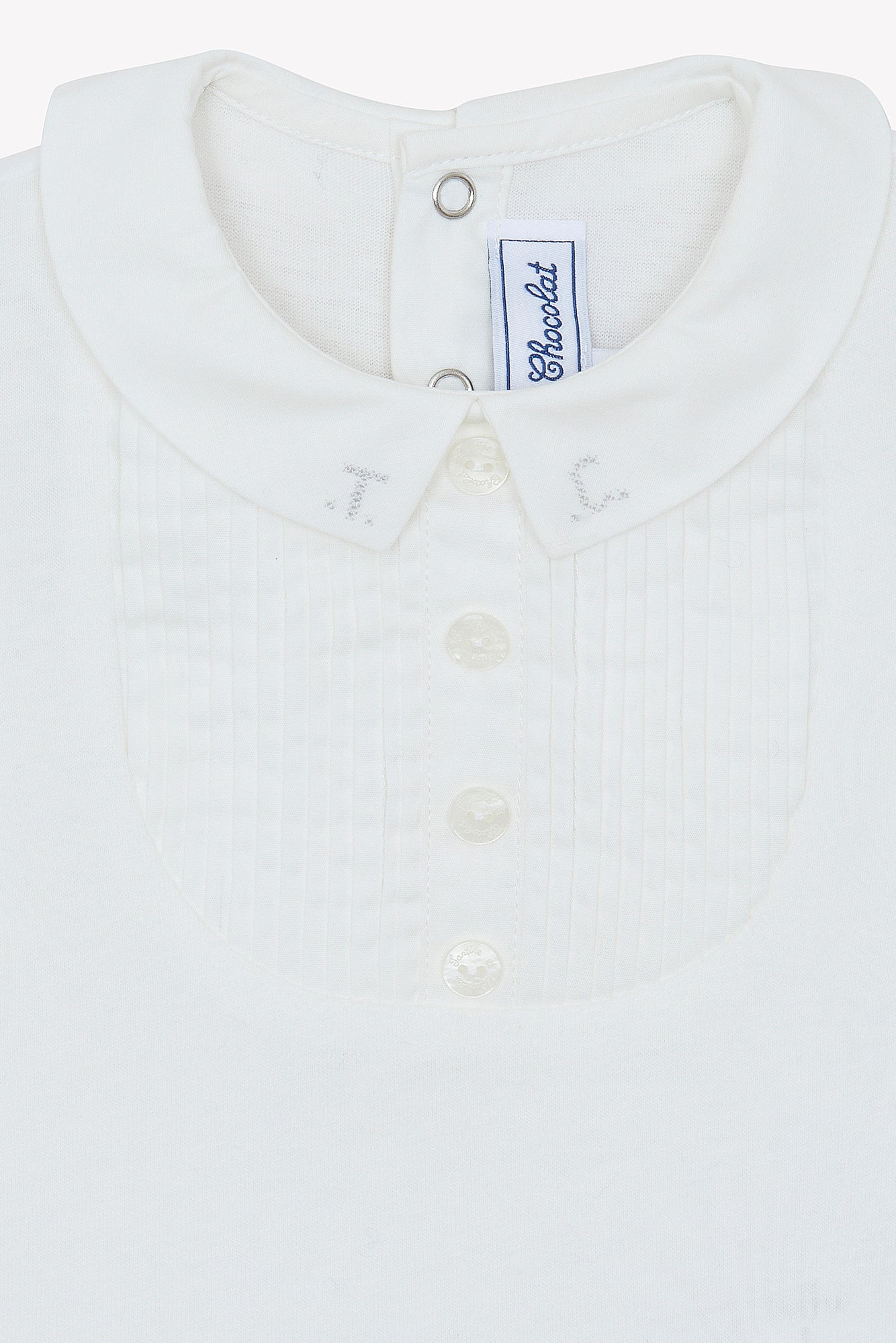 Body - Ecru cotton Pointed collar Pleats religious