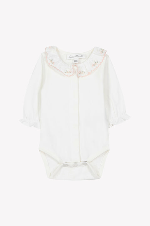 Body - Ecru cotton Ruffled collar flowery - Image principale