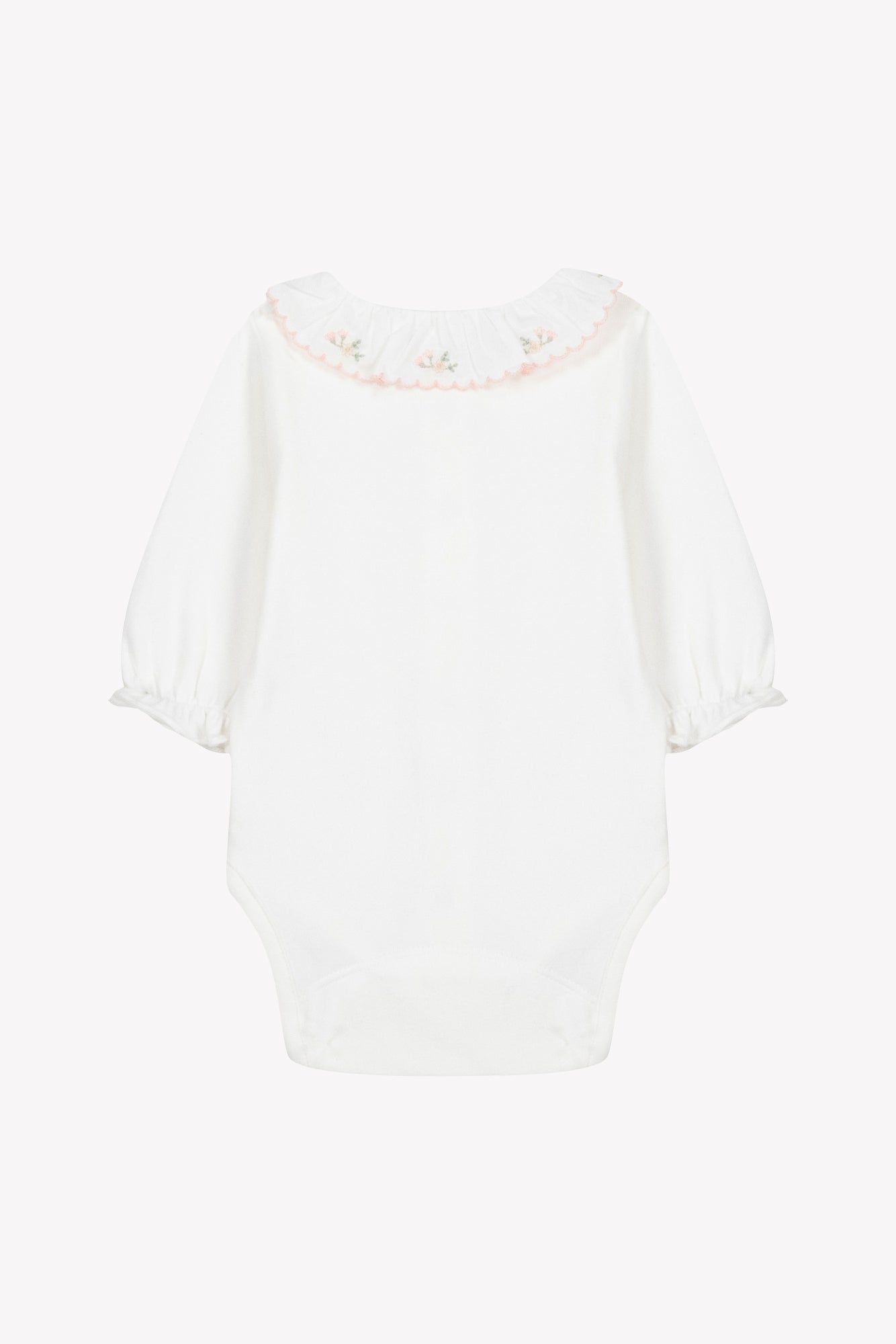 Body - Ecru coton col volanté fleuri