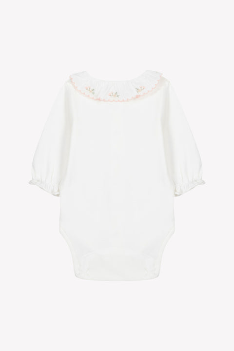 Body - Ecru cotton Ruffled collar flowery - Image principale