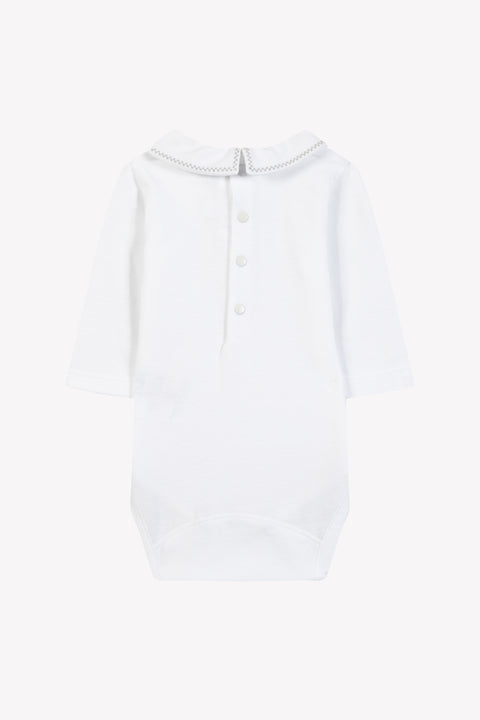 Body - White cotton Pointed collar Embrodery gray - Image principale